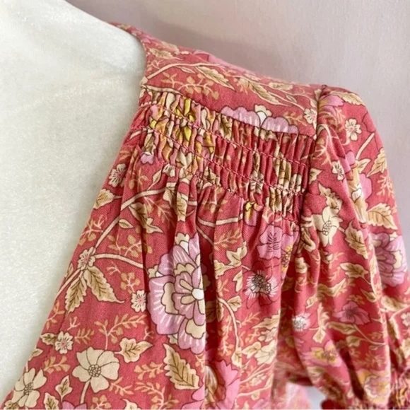 Rachel Zoe Floral Print Puff Sleeve Smocked Shoulder V-Neck Top - Medium - EUC - Picture 9 of 13